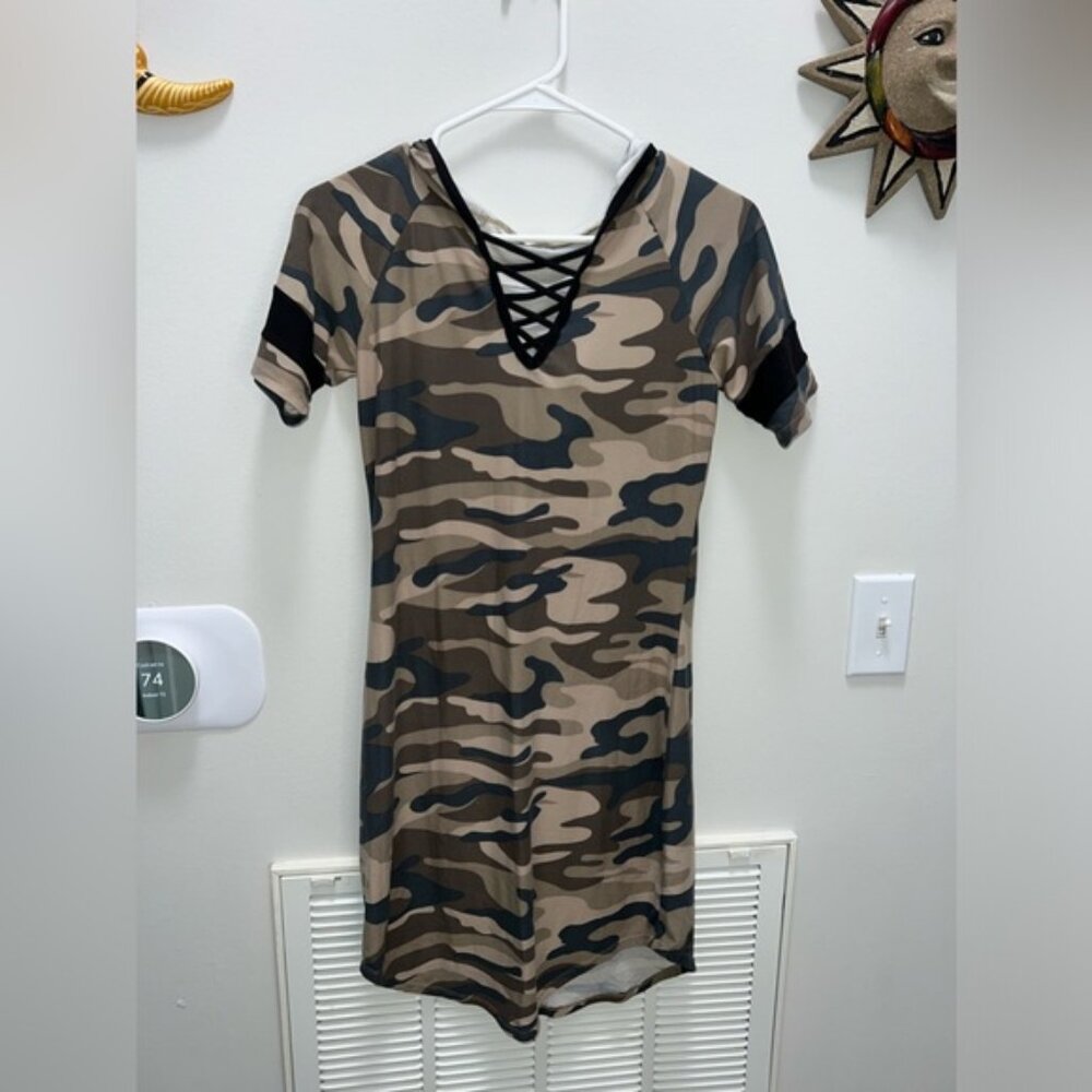 2 for 10!! Jersey Style Knit Canoflauge T-shirt Dress